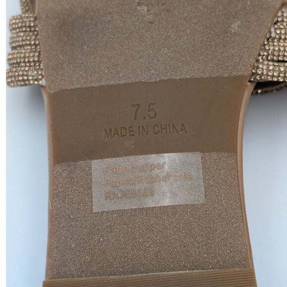 Abound Imani Flat Sandals Rhinestone Slip-On Women's Tan Mocha Size US7.5 - Picture 9 of 10